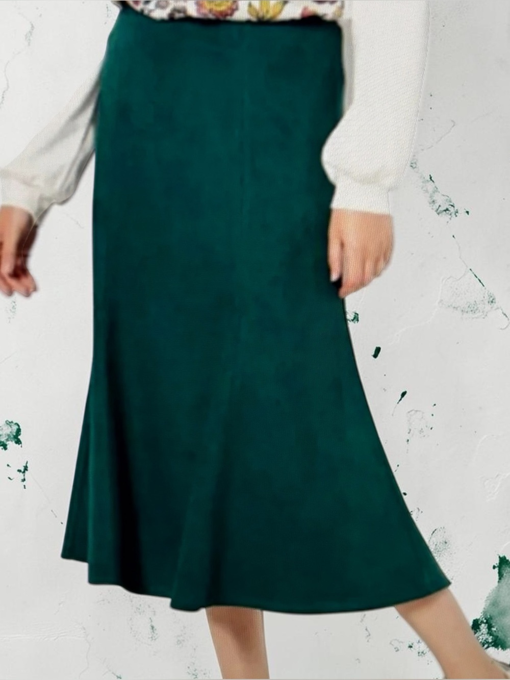 Jason Wu Faux Suede Midi Skirt Large Petite Green A Line